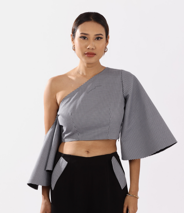 Houndstooth luxe top