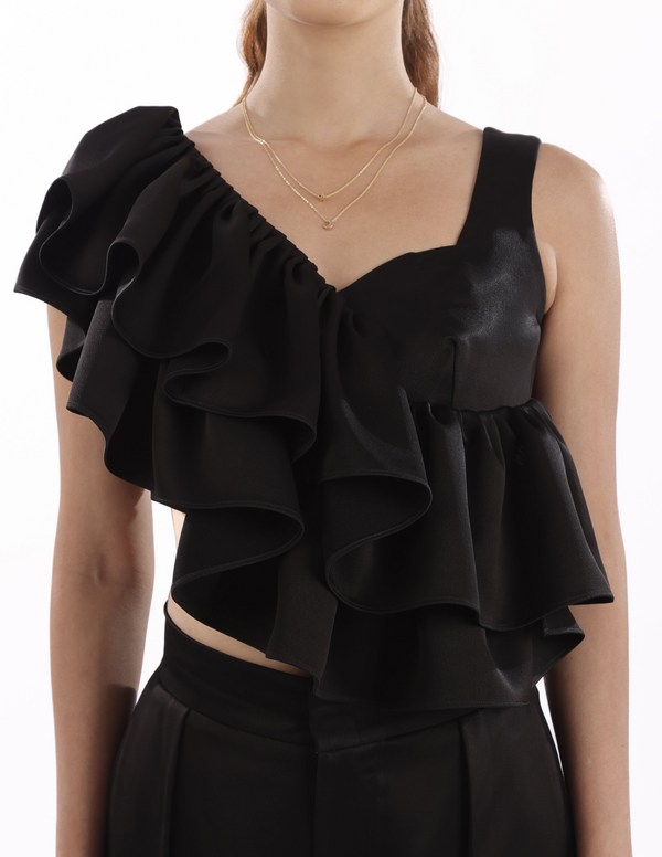 Noir ruffle top